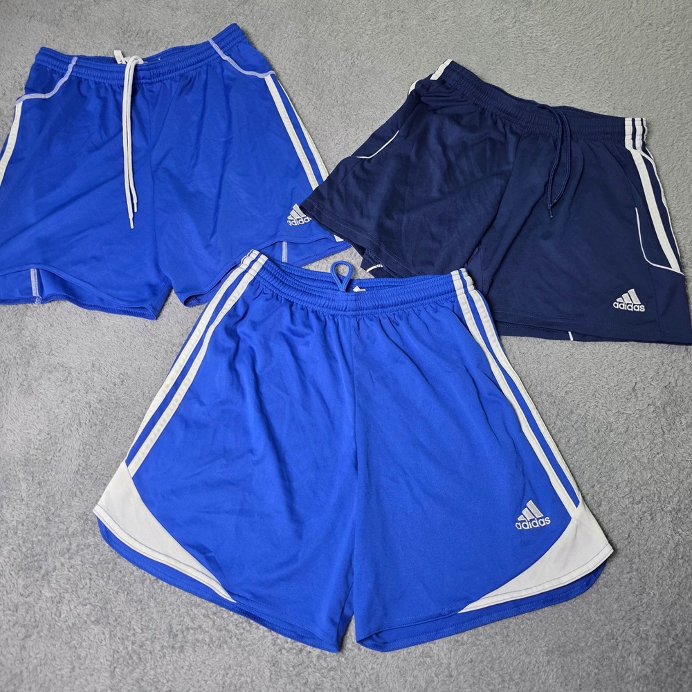 Adidas Mens Small Soccer Shorts Bundle Blue Navy 3 Pack ClimaCool Training